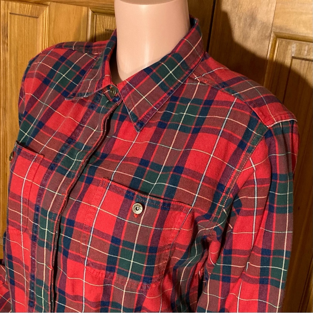 NWOT Liz Claiborne Lizwear Vintage 90s Top Long Sleeve Blouse Plaid Red Size 14 - Picture 3 of 16